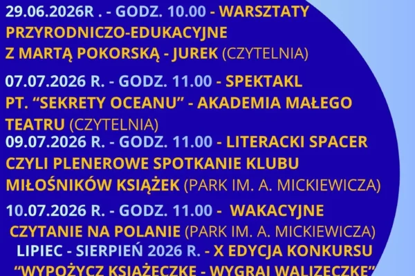 Wakacje z biblioteką w Borku Wlkp. – program na lato 2026