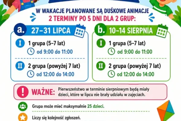 Wakacyjne animacje dla dzieci w Krobi – zapisy ruszają!