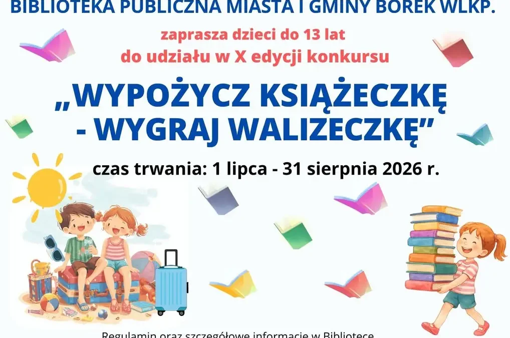 Konkurs w bibliotece w Borku Wlkp. – wygraj walizkę za wypożyczenie książki