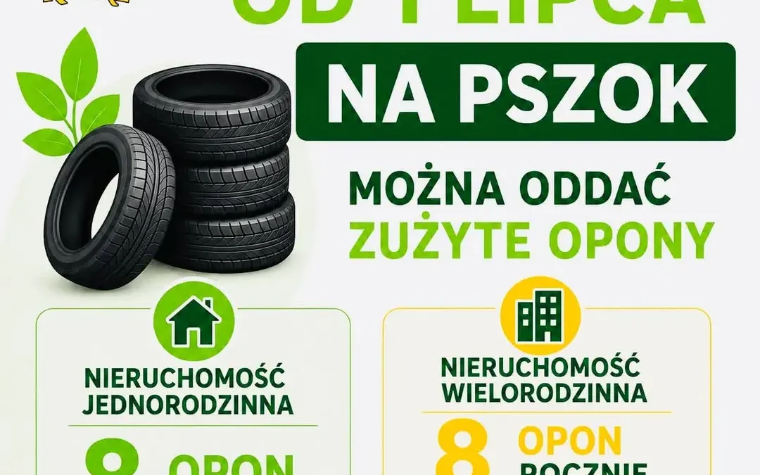 Nowe limity przyjmowania zużytych opon w PSZOK od 1 lipca 2026