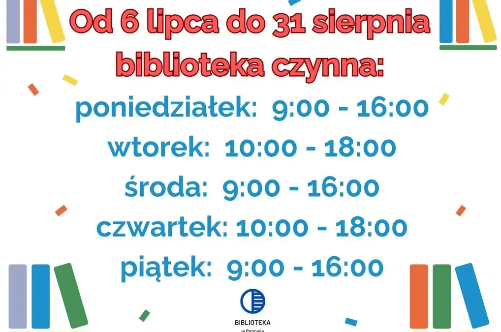 Wakacyjne godziny otwarcia biblioteki w Ełku od 6 lipca