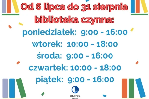 Wakacyjne godziny otwarcia biblioteki w Ełku od 6 lipca