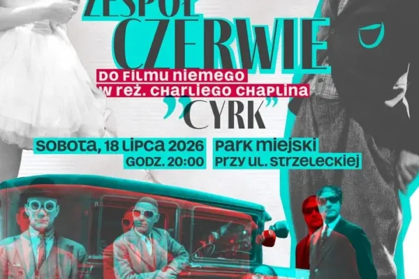 Koncert zespołu Czerwie z muzyką na żywo do filmu Chaplina w Gostyniu