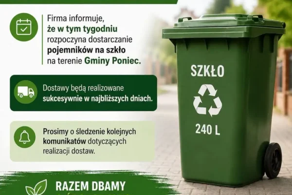 Rusza dystrybucja pojemników na szkło w Gminie Poniec