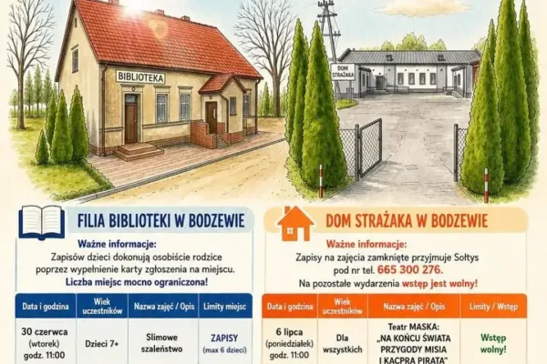 Wakacyjne warsztaty dla dzieci w Bodzewie – harmonogram darmowych zajęć