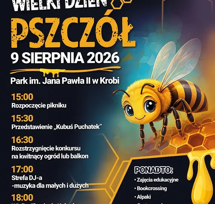 Miodny festyn z okazji Dnia Pszczół w Krobi – zaproszenie na 9 sierpnia