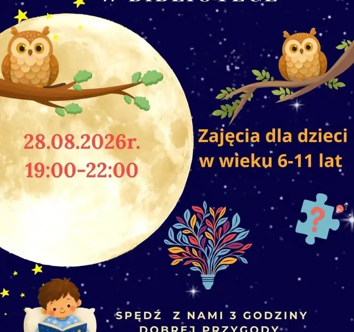 Wieczór pełen zagadek i czytelniczych przygód w bibliotece w Poniecu