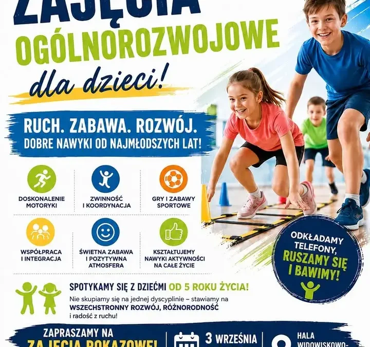 Bezpłatne zajęcia ogólnorozwojowe dla dzieci w Poniecu – zapisz dziecko na pokazowe treningi