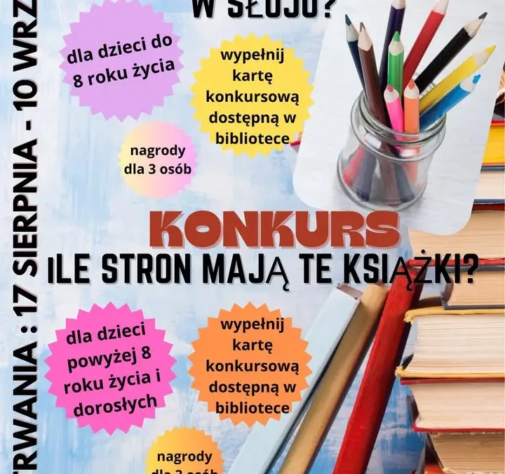 Konkursy na zakończenie wakacji w bibliotece w Pępowie