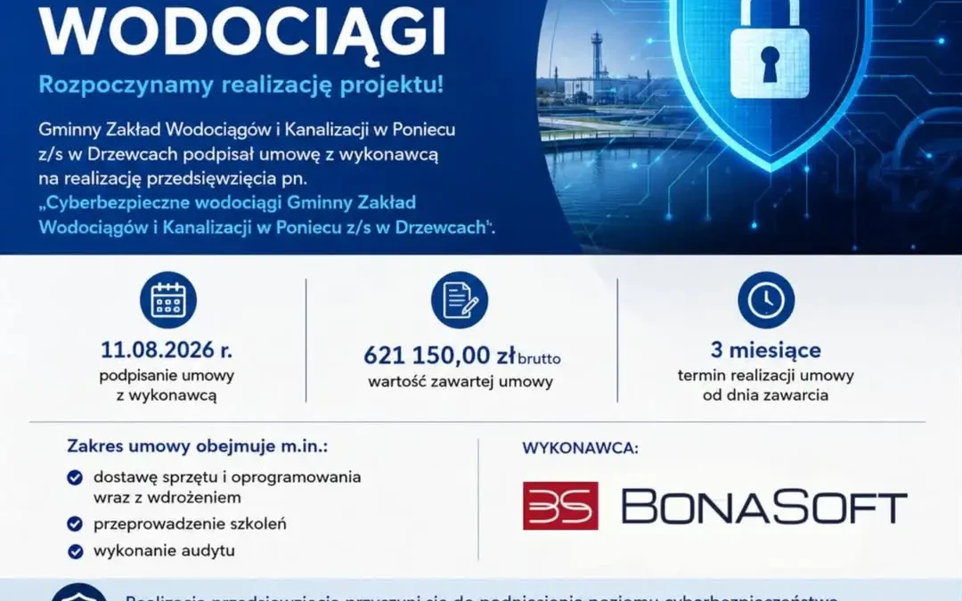 Cyberbezpieczne Wodociągi w Poniecu: nowa umowa na 621 tys. zł
