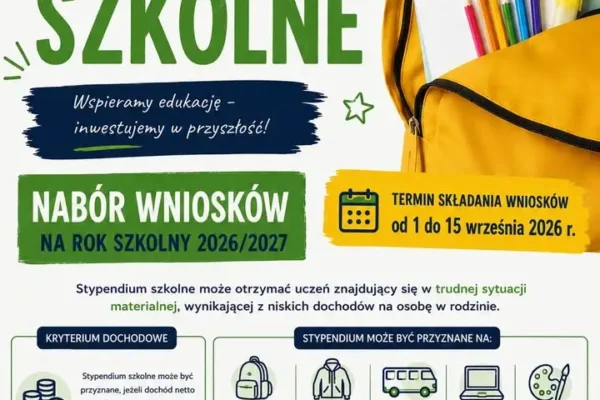 Stypendium szkolne 2026/2027 – wnioski od 1 do 15 września w GOPS Piaski