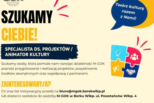M-GOK w Borku Wlkp. poszukuje specjalisty ds. projektów
