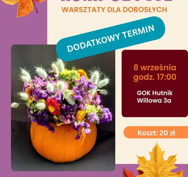 Dodatkowy termin warsztatów „Dyniowe kompozycje” w GOK Hutnik