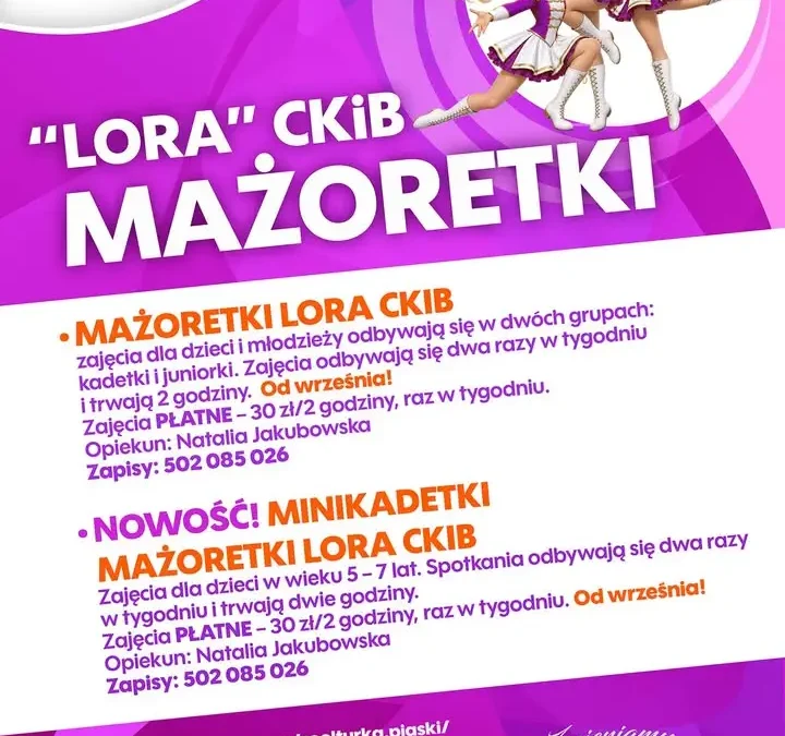 Nabór do Mażoretek LORA w Piaskach – nowy sezon zajęć dla dzieci i młodzieży
