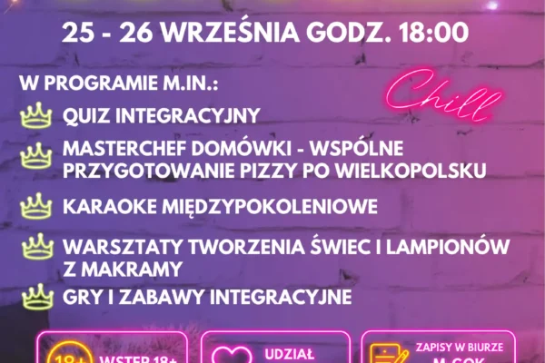 Sąsiedzka domówka w Borku Wielkopolskim – bezpłatna integracja dla dorosłych