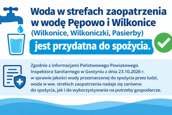 Woda z wodociągów w Pępowie i Wilkonicach zdatna do picia – komunikat sanepidu