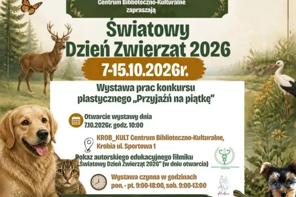 Światowy Dzień Zwierząt w Krobi – wystawa prac plastycznych już od 7 października