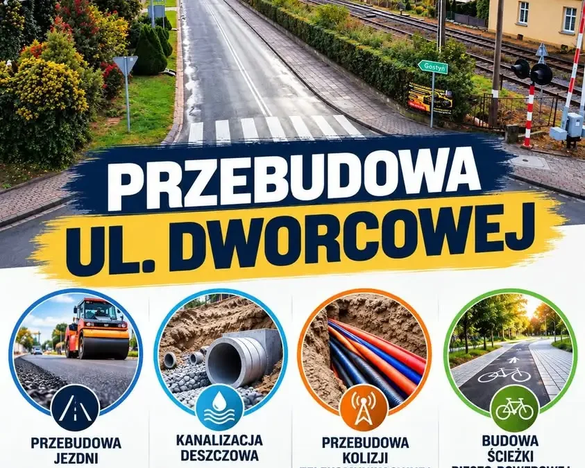 Poniec: ulica Dworcowa zamknięta od 15 października. Znamy objazd i zakres prac