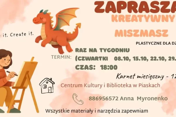 Kreatywny Miszmasz w Piaskach – warsztaty plastyczne dla dzieci ruszają w czwartki