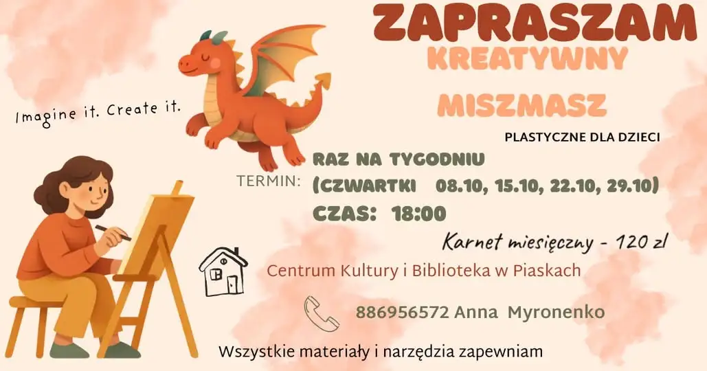 Kreatywny Miszmasz w Piaskach – warsztaty plastyczne dla dzieci ruszają w czwartki