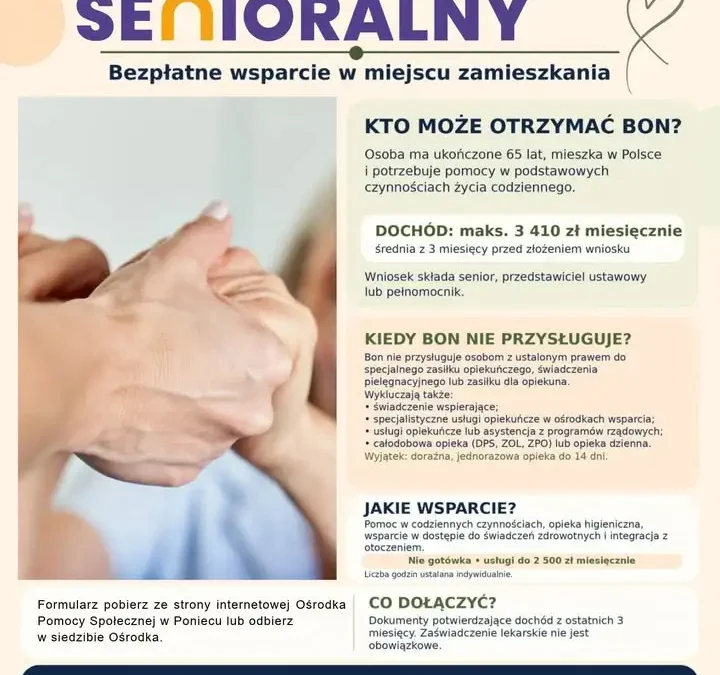 Bon Senioralny w Gminie Poniec – wsparcie dla seniorów i ich rodzin