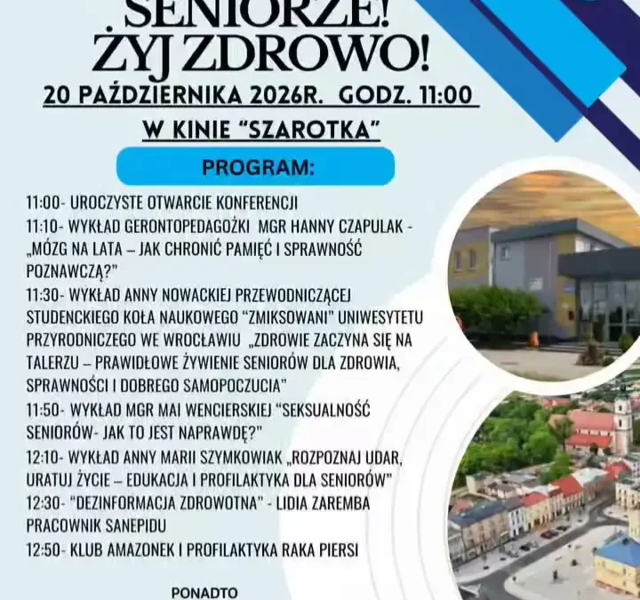 Seniorze, żyj zdrowo! Konferencja zdrowotna w kinie Szarotka w Krobi
